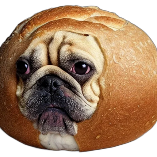 food, animal, creature, face, photorealistic, dog, form, bread transparent PNG cut-out