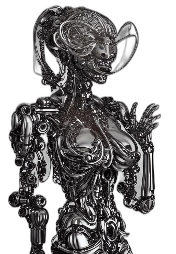 robot, jewelry, crown, dress, concept art, comic book art, fantasy art, cyberpunk transparent PNG cut-out