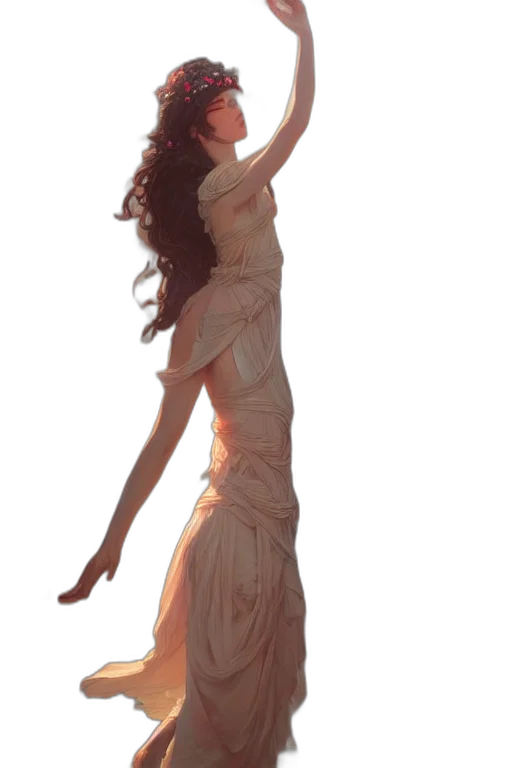 dress, concept art, fantasy art, photorealistic, oil painting, sunset, fire, golden transparent PNG cut-out