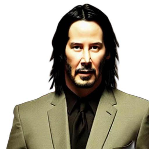 face, hair, photorealistic, 3d render, cartoon, concept art, keanu, reeves transparent PNG cut-out