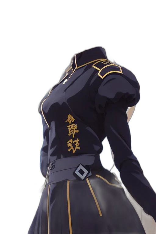 jacket, dress, sword, weapon, concept art, 3d render, anime, dark transparent PNG cut-out