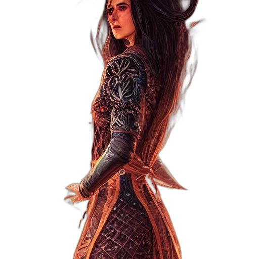 dress, dragon, staff, sword transparent PNG cut-out