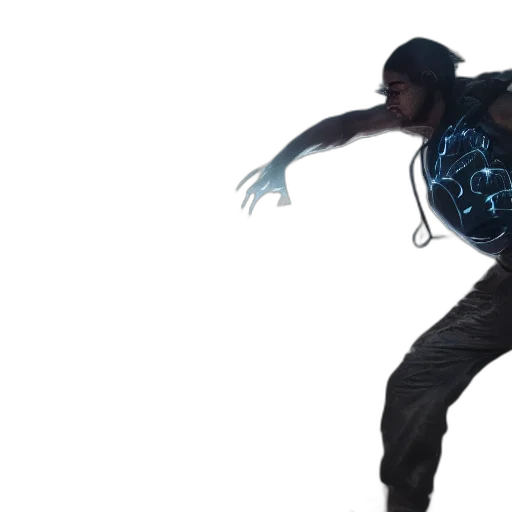 jacket, concept art, cyberpunk, 3d render, neon lights, outer space, blue, full transparent PNG cut-out