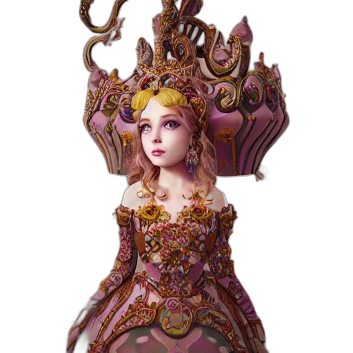 crown, jewelry, dress, staff, concept art, fantasy art, 3d render, pixel art transparent PNG cut-out
