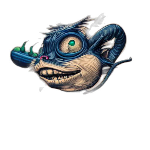 dragon, creature, mask, staff, concept art, fantasy art, 3d render, watercolor transparent PNG cut-out