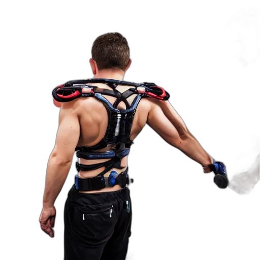 cyberpunk, muscular, fitting, exoskeleton, rehab transparent PNG cut-out