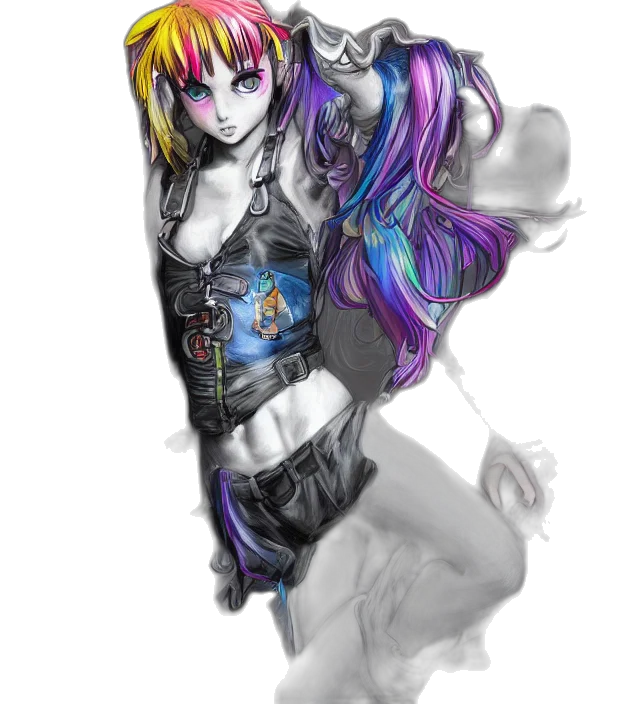 fantasy art, anime, cyberpunk, concept art, neon lights, outer space, dark, monochrome transparent PNG cut-out