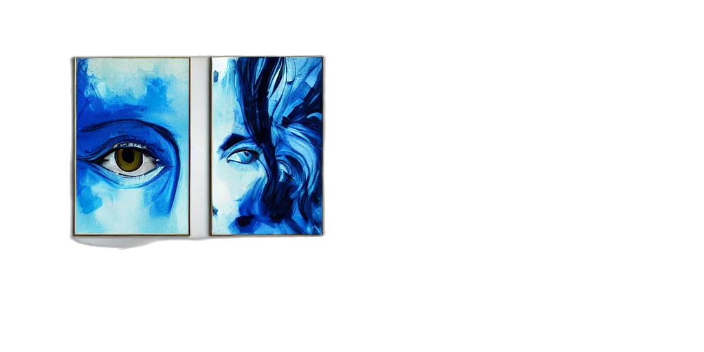 face, photorealistic, concept art, vaporwave, comic book art, blue, abstract, eye transparent PNG cut-out