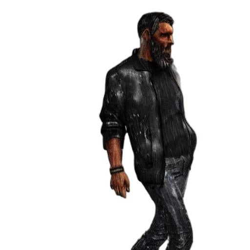 jacket, creature, animal, staff, concept art, 3d render, cyberpunk, pixel art transparent PNG cut-out
