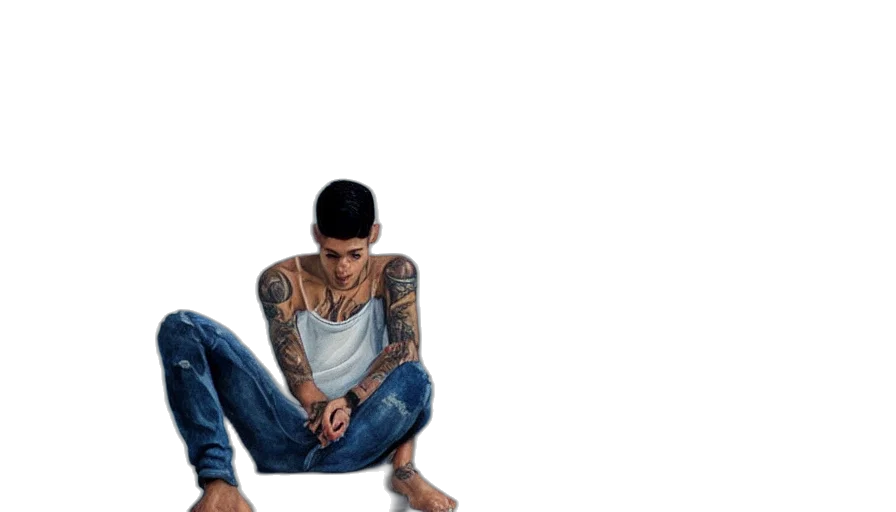 concept art, photorealistic, 3d render, oil, painting, portrait, tattoed, young transparent PNG cut-out