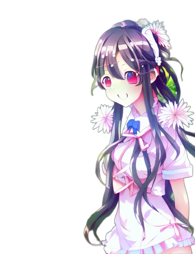 dress, flower, staff, creature transparent PNG cut-out