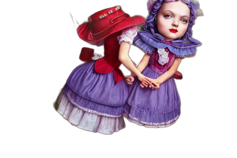 dress, robot, hat, concept art, photorealistic, fantasy art, 3d render, red transparent PNG cut-out