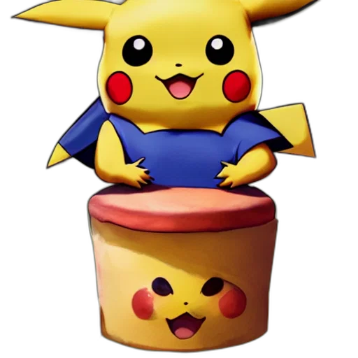 3d render, concept art, pixel art, pikachu, holding, cake, digital, art transparent PNG cut-out