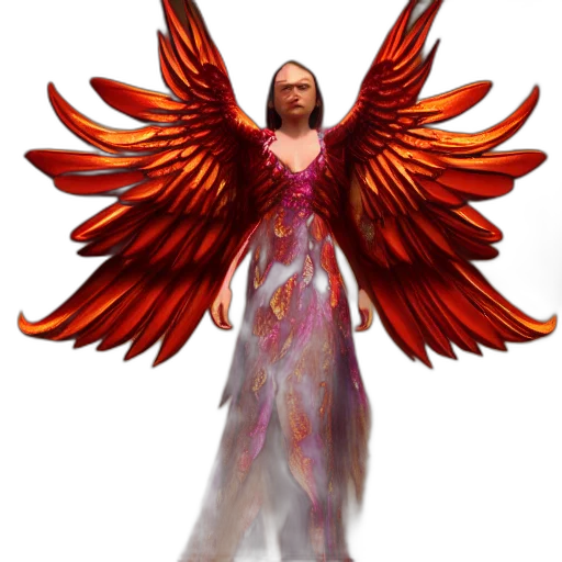 fantasy art, concept art, 3d render, photorealistic, beautiful, orchid, phoenix, angel transparent PNG cut-out