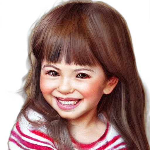 face, hair, photorealistic, oil painting, cartoon, pencil sketch, cute, smiling transparent PNG cut-out