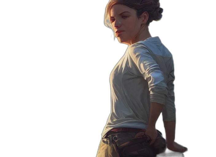 jacket, staff, weapon, dress, concept art, photorealistic, fantasy art, comic book art transparent PNG cut-out