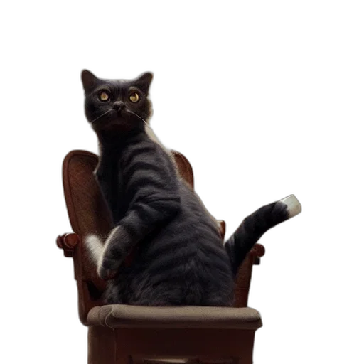 furniture, staff, animal, creature, 3d render, photorealistic, cat, sitting transparent PNG cut-out