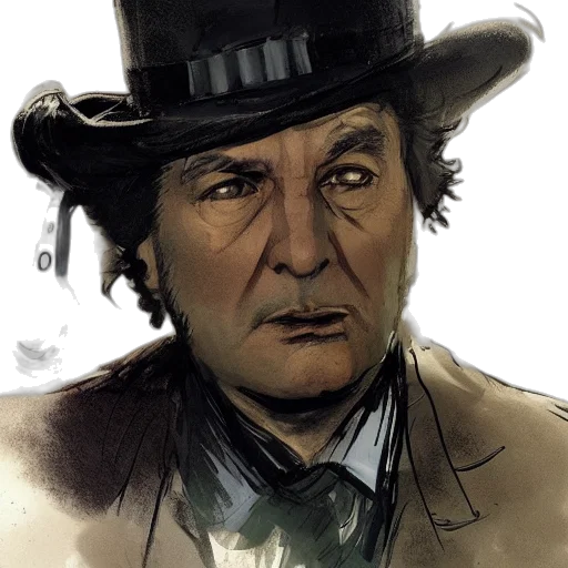 hat, face, staff, comic book art transparent PNG cut-out