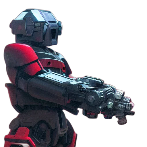 robot, weapon, staff, 3d render transparent PNG cut-out