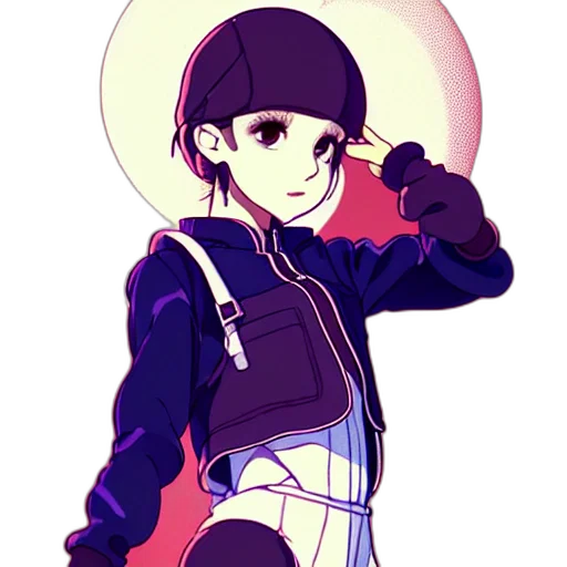 staff, jacket, hat, anime, pixel art, cartoon, concept art, monochrome transparent PNG cut-out