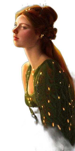 dress, crown, jewelry, staff, photorealistic, 3d render, fantasy art, concept art transparent PNG cut-out