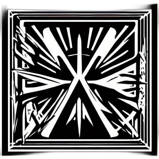 crown, umbrella, sword, comic book art, monochrome, metallica, logo, black transparent PNG cut-out