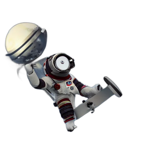 robot, staff, weapon, concept art, 3d render, pixel art, outer space, monkey transparent PNG cut-out
