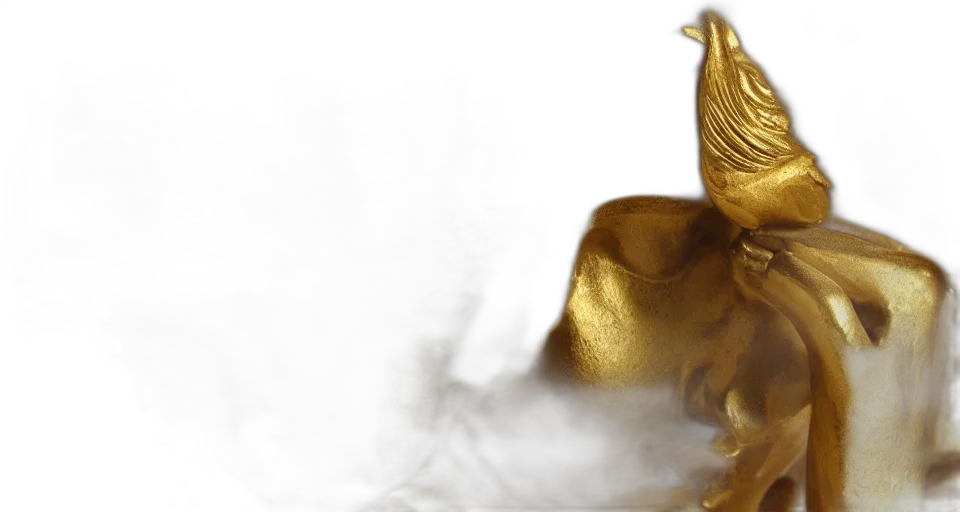 dragon, 3d render, photorealistic, golden, statue transparent PNG cut-out