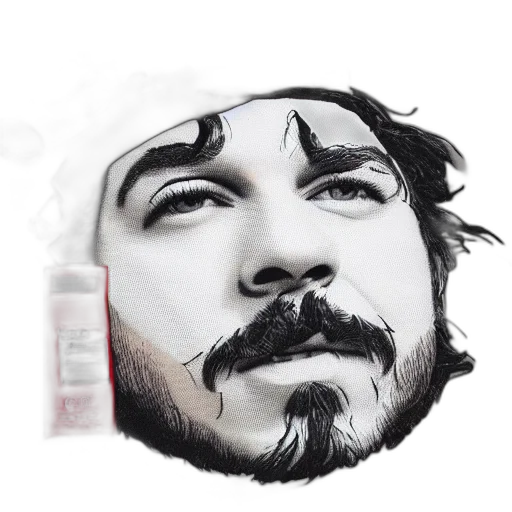 face, mask, hair, photorealistic, cartoon, concept art, comic book art, post transparent PNG cut-out