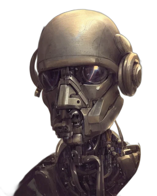 robot, mask, face, concept art transparent PNG cut-out