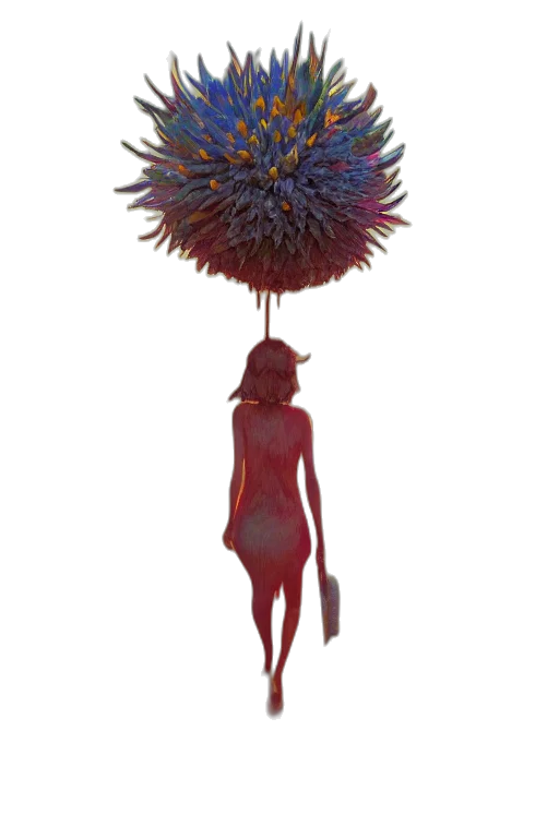 staff, umbrella, creature, crown transparent PNG cut-out