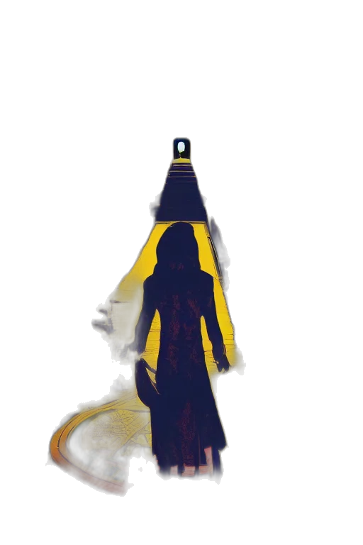 dress, creature, staff, mask, concept art, fantasy art, watercolor, pixel art transparent PNG cut-out