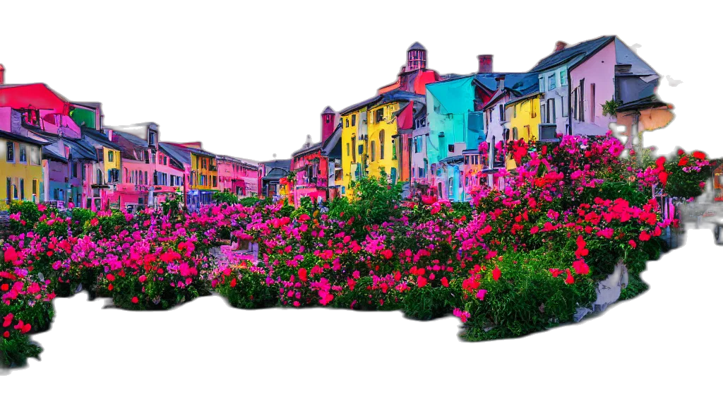 flower, building, photorealistic, 3d render transparent PNG cut-out
