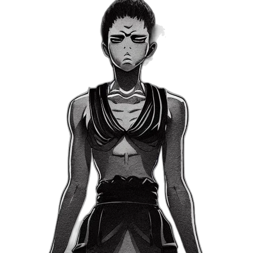 mask, dress, creature, staff, comic book art, concept art, cartoon, anime transparent PNG cut-out