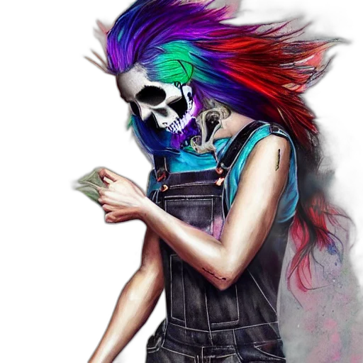 mask, cyberpunk, fantasy art, concept art, comic book art, colorful, neon, dark transparent PNG cut-out