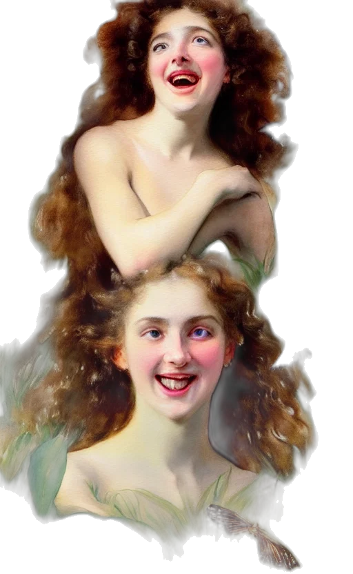 face, crown, hair, photorealistic transparent PNG cut-out