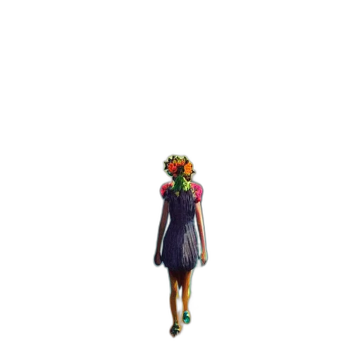dress, flower, staff, crown, pixel art, concept art, 3d render, vaporwave transparent PNG cut-out