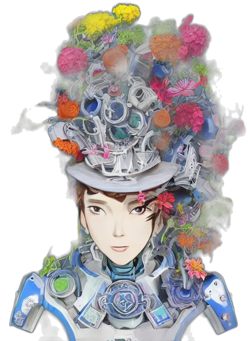 crown, robot, hat, mask, concept art, fantasy art, anime, pixel art transparent PNG cut-out