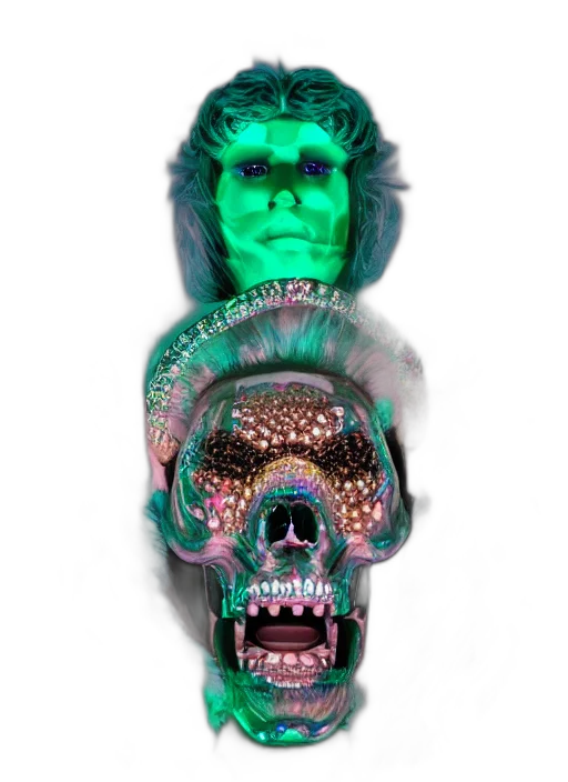 mask, face, crown, jewelry, cyberpunk, 3d render, concept art, vaporwave transparent PNG cut-out