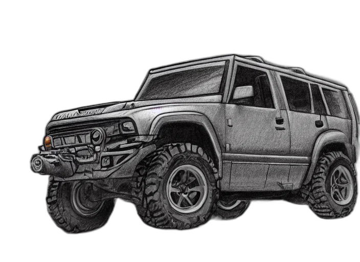 car, weapon, concept art, photorealistic, pencil sketch, 3d render, concept, non transparent PNG cut-out