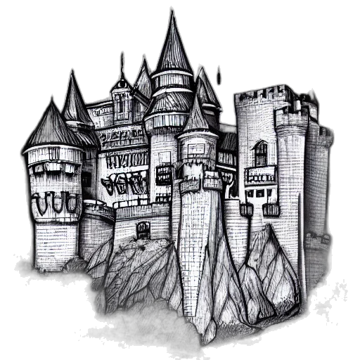 crown, building, concept art, fantasy art, pixel art, comic book art, city street, beautiful transparent PNG cut-out