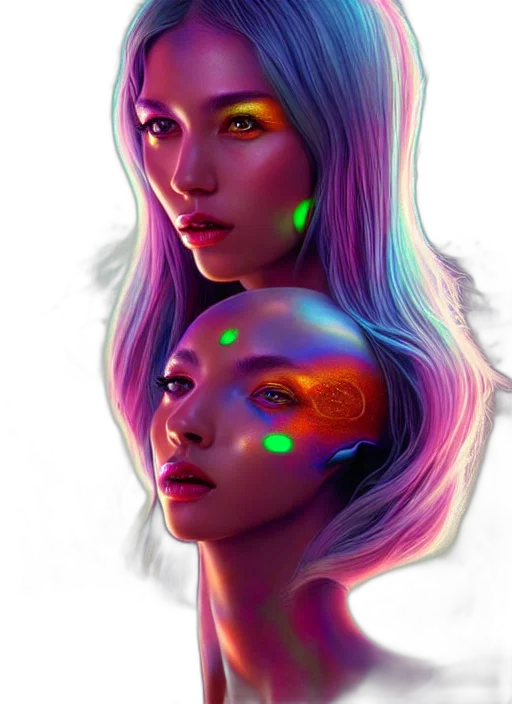 face, robot, hair, cyberpunk transparent PNG cut-out
