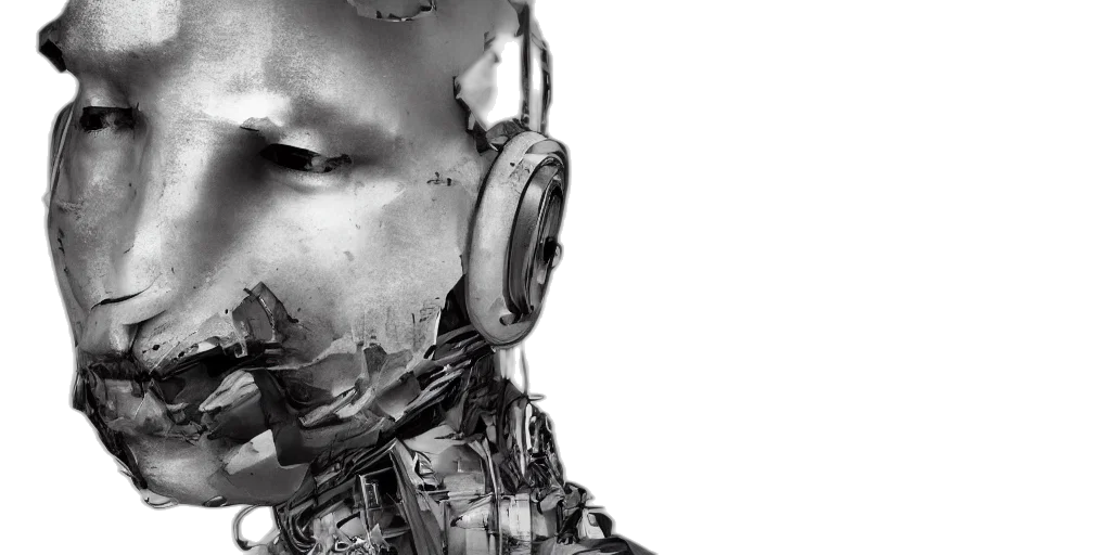 robot, face, mask, cyberpunk transparent PNG cut-out