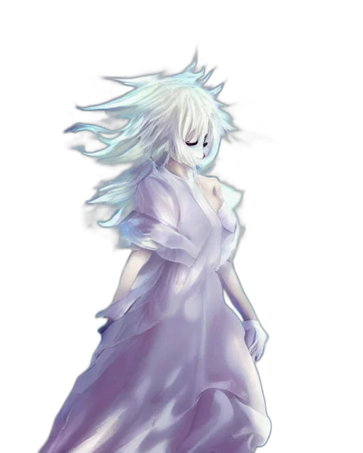 dress, dragon, staff, hair, concept art, fantasy art, anime, watercolor transparent PNG cut-out