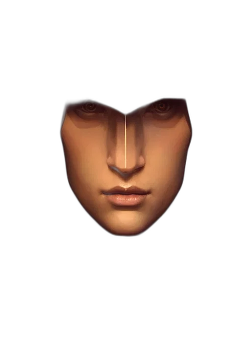 face, mask, crown, hair, 3d render, photorealistic, concept art, pixel art transparent PNG cut-out