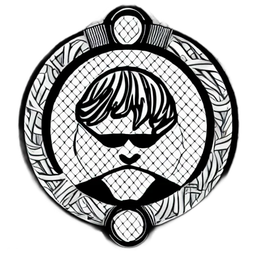 jacket, mask, cartoon, cyberpunk, pixel art, comic book art, monochrome, emblem transparent PNG cut-out