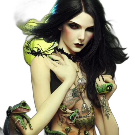 dragon, jewelry, dress, fantasy art, concept art, photorealistic, comic book art, green transparent PNG cut-out