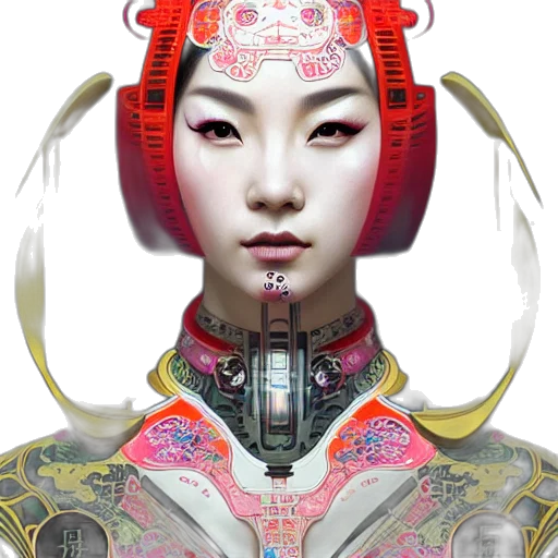 robot, face, mask, concept art, cyberpunk, fantasy art, photorealistic, red transparent PNG cut-out