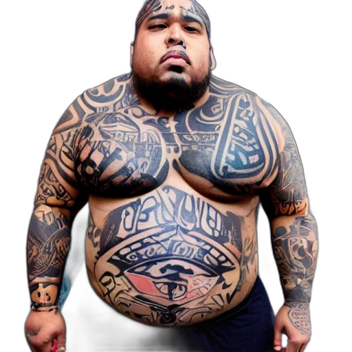 animal, jewelry, creature, photorealistic, fat, half, black, samoan transparent PNG cut-out
