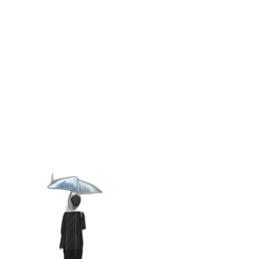umbrella, staff, jacket, robot, concept art, pixel art, photorealistic, 3d render transparent PNG cut-out